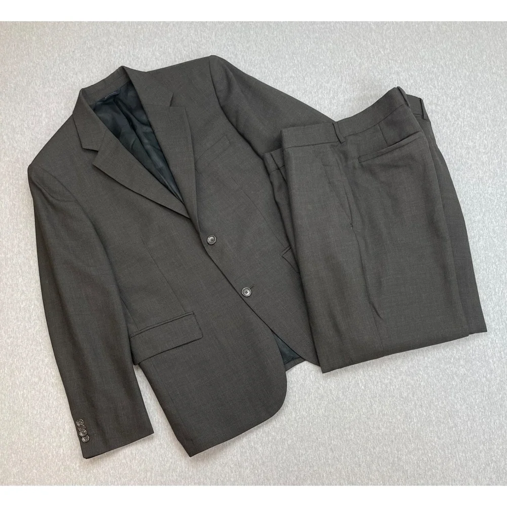 Banana Republic Suit Mens 42S Brown Wool Blend 2-Button Pants 36 x 32 - 2 Pcs